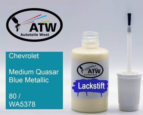 Chevrolet, Medium Quasar Blue Metallic, 80 / WA5378: 20ml Lackstift, von ATW Autoteile West.